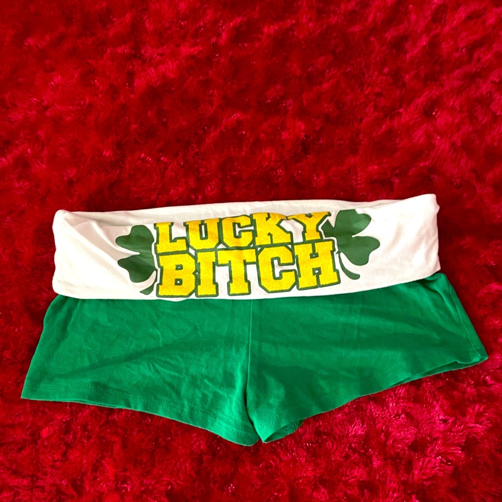 Spencers St Patty Shorts “Lucky Bitch” Size M